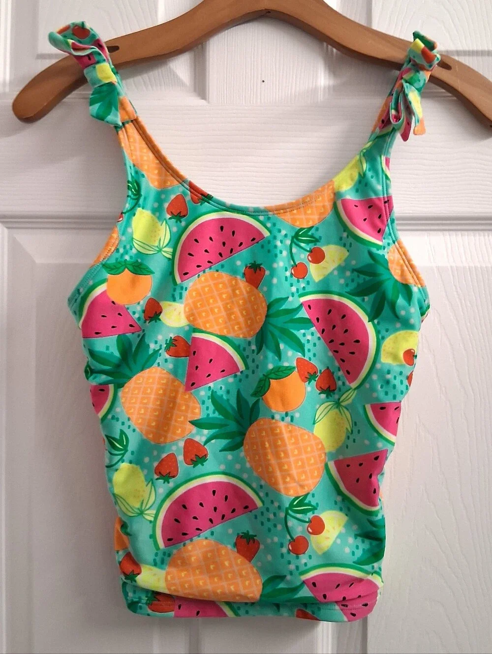 Cat & Jack Girls Fruit Print Swim Top XL